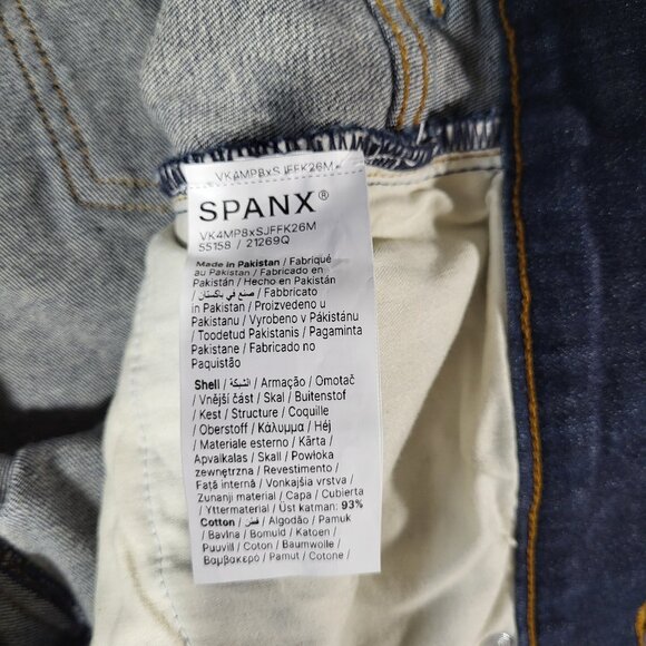 Spanx Flare Jeans High Rise Pull On Cotton Blend Size 14 Midnight Shade - Picture 8 of 16